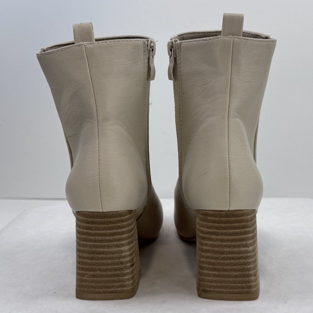 Ccocci Womens 7 Cream Ankle Boots Faux Leather Colleen Block Heels Pointed Zip - Picture 4 of 15